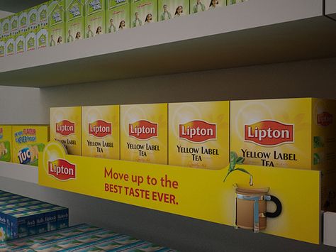 Lipton Talker on Behance Shelf Advertising, Shelf Talkers, Supermarket Display, Pos Design, 3d Display, Commercial Display, Retail Design Display, Retail Space Design, Point Of Sale Display