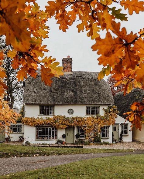 Thatch Cottage, Country Living Uk, Cute Cottages, Cottage Aesthetic, Orange Leaves, Cottage Exterior, St Pancras, Casa Vintage, Beautiful Cottages