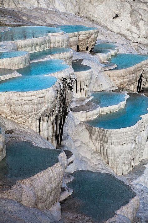 Thermal waters flowing down white travertine terraces  |   Pamukkale, Turkey Pamukkale Turkey, Turkey Places, Turkey Vacation, Pamukkale, Countries To Visit, Dream Travel Destinations, Turkey Travel, Best Places To Visit, Positano