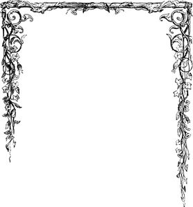 PublicDomainVectors.org-Leafy half-border Fantasy Frame Border, Poem Border Design, Cool Borders, Vintage Frame Illustration, Medieval Png, Page Decoration Border, Medieval Border, Gothic Border, Png Border