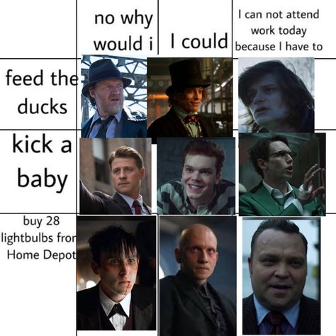 Jerome Valeska Funny, Jim Gordon X Oswald Cobblepot, Jonathan Crane X Edward Nygma, Jim Gordon X Harvey Bullock, Fish Mooney Gotham, Nygma X Cobblepot, Gotham Jonathan Crane, Gotham Zsasz, Butch Gotham