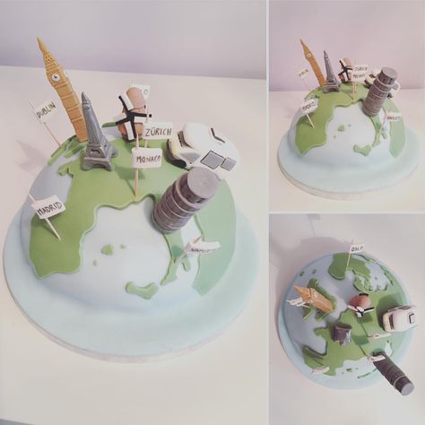 Europe Map cake - The Sugar Dough Cakery (@the_sugardoughcakery) on Instagram: “A little trip round Europe #mapcake #europecake #landmarks #landmarktopper #campervan #bigben…” Travel Cakes, Map Cake, Dirty Thirty Birthday, Birthday Twins, Kids Party Inspiration, Airplane Cake, Bday Gifts For Him, Travel Cake, Sugar Dough