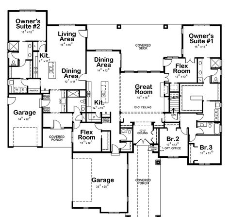 See amenities for Plan 026D-1988. Mil Suite, Mother In Law Apartment, Multigenerational House Plans, Multigenerational House, Inlaw Suite, Duplex Floor Plans, Floor Plans Ranch, In-law Apartment, Ranch Style House