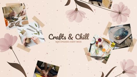 Floral Collage Crafts & Chill YouTube Banner Youtube Banner For Art And Craft, Youtube Art Banners Template, Backgrounds 1024x576, Template For Youtube Banner, Youtube Banner For Drawing Channel, Youtube Banner Welcome To My Channel, Youtube Banner Backgrounds 1024x576, Banner Craft, Collage Crafts