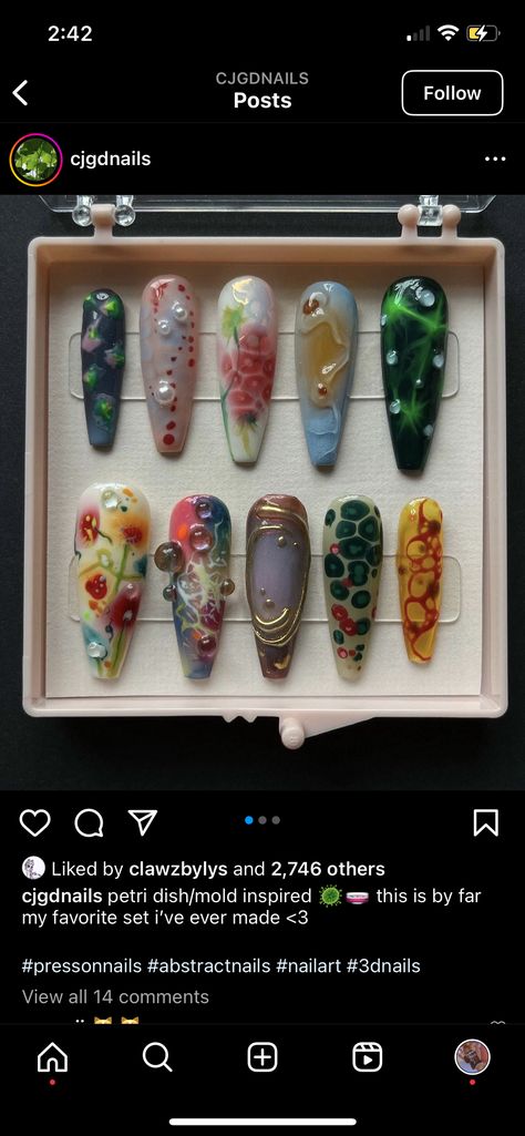 Petri Dish Nails, Petri Dishes, Petri Dish, Nail Stuff, Nail Art Inspiration, 3d Nails, Things To Try, Press On Nails, Nail Inspo