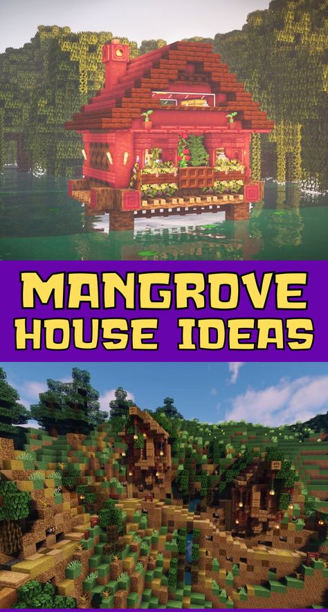 Mangrove Builds Minecraft, Minecraft Mangrove Builds, Mangrove House Minecraft, Minecraft Mangrove, House Ideas Minecraft, Minecraft House Ideas, Cool Minecraft Houses, Minecraft Tips, Minecraft House Designs