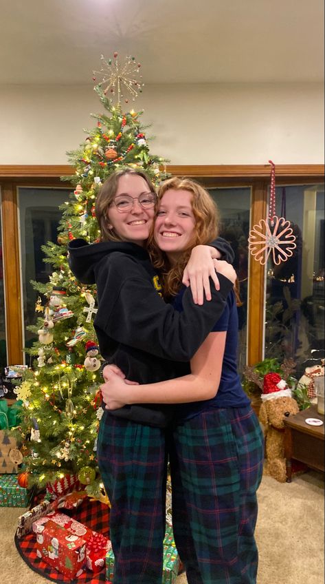 christmas, couple, wlw, couples pictures, christmas tree, matching pjs, pajamas, couples pajamas Lesbian Matching Christmas Pajamas, Sapphic Christmas, Wlw Christmas, Fairy Halloween Costumes, Couple Pajamas, Future Girlfriend, Matching Christmas Pajamas, Matching Pjs, Cosy Christmas