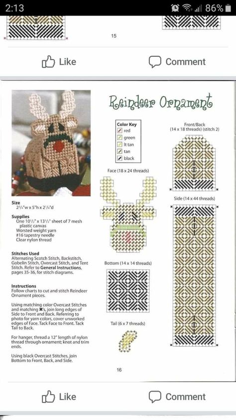 Reindeer Plastic Canvas Patterns, Plastic Canvas Reindeer, Raindeer Ornaments, Xmas Stitch, 3d Things, Christmas Needlepoint, Pictures Tips, Plastic Canvas Ornaments, Orange Line