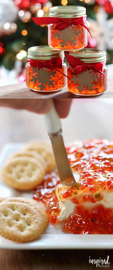 Red Pepper Jelly recipe - holiday appetizer #Christmas #gift #recipe #redpepperjelly Red Chili Pepper Jelly Recipes, Red Pepper Jelly Recipe, Appetizer Christmas, Pepper Jelly Recipes, Red Pepper Jelly, Homemade Holiday Gifts, Jelly Recipe, Christmas Recipes Appetizers, Holiday Appetizer