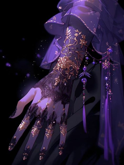 الفن الرقمي, Purple Princess, Fairy Shoes, Anime Hands, Anime Jewelry, Fantasy Props, Hand Accessories, Fashion Illustration Dresses, Beautiful Dark Art