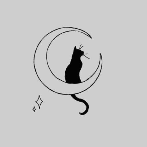 Snow Tattoo, Luna Tattoo, Small Star Tattoos, Cat Tatto, Black Cat Tattoos, Moon Tattoo Designs, Kawaii Tattoo, Cat Tattoo Designs, Cute Tiny Tattoos