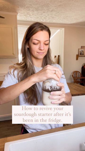 Julie Anne - Homemaker🪴 on Instagram: "HOW TO REVIVE your sourdough starter after it’s been in the fridge! Keeping your starter in the refrigerator is a great convenience when you’re not using your starter frequently. And it’s so easy to revive it afterwards. #sourdoughstarter #revivingsourdoughstarter #sourdough #homemaker #homemaking" How To Revive Sourdough Starter From Fridge, Revive Sourdough Starter From Fridge, How To Feed Sourdough Starter From Fridge, Refrigerated Sourdough Starter, Feeding Sourdough Starter From Fridge, Discard Recipe, Sourdough Starter Discard Recipe, Starter Recipe, Sourdough Starter Recipe