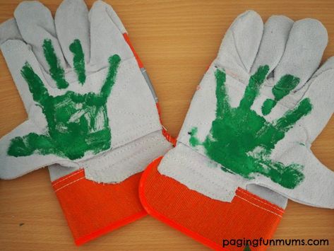 the Handprint Garden, Bottle Paint, Working Gloves, Garden Gloves, Gardening Gloves, Quick Cards, Work Gloves, Kids Hands, Fabric Paint