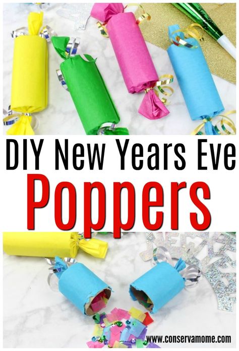 Realistic Paper Flowers, News Years Crafts For Kids, New Years With Kids, New Year's Eve Crafts, New Year's Eve Countdown, Kids New Years Eve, New Year's Eve Activities, New Year Diy, Toilet Roll Craft