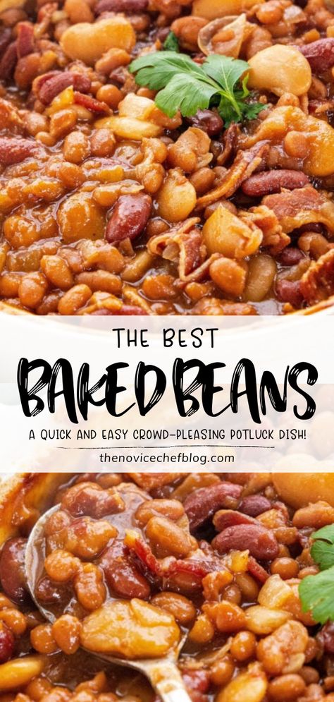 4 Bean Baked Beans, Baked Bean Side Dish Recipes, Beans For A Crowd Potlucks, 4th Of July Baked Beans, Baked Beans Side Dish, Summer Baked Beans, Baked Beans For A Crowd Parties, Beans For Bbq, Potluck Beans