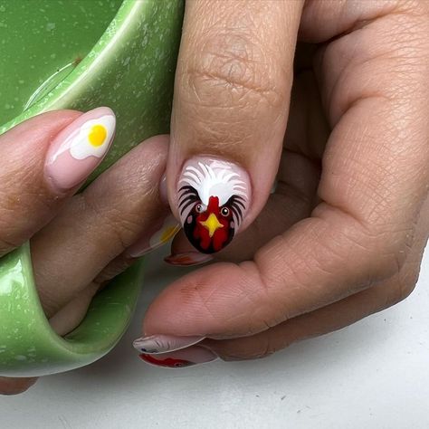 The Candy Shop | Chicken fingers, second helping | Instagram Chicken Nails Designs, Chicken Nail Art, Chicken Nails, Cute Simple Nails, Chicken Fingers, Nail Sets, Mom Stuff, Ffa, Elegant Nails