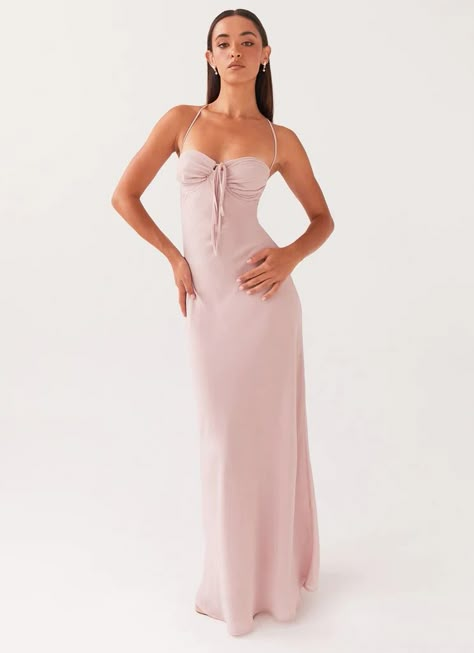 Aveline Maxi Dress - Mauve – Peppermayo US Gala Party Dress, Pink Floral Formal Dress, Babyboo Prom Dress, Backless Dresses Elegant, Dresses For Small Chested Women, Creative Prom Dresses, Wedding Guest Formal Attire, Preference Dresses, Made Of Honor Dress