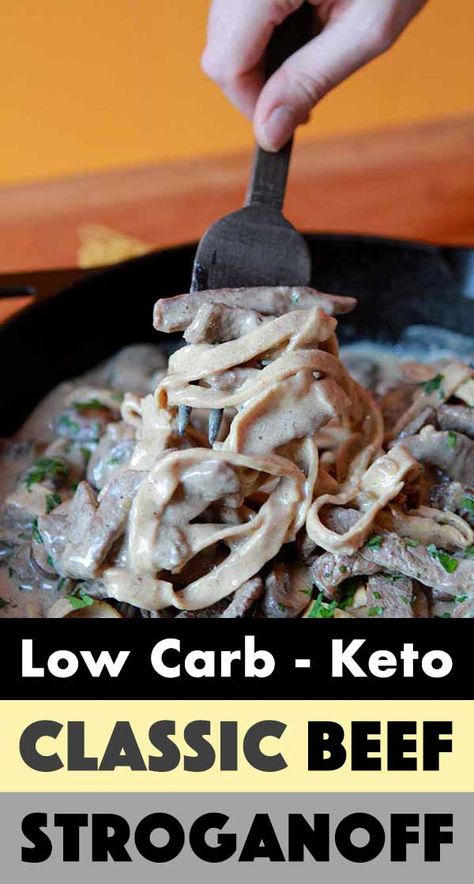 Noodles And Mushrooms, Low Sugar Dinners, Low Carb Noodles, Russian Dishes, Keto Beef, Low Fat Low Carb, Low Carb Low Fat Recipes, Low Carb Flour, Sour Cream Sauce