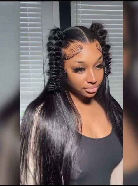 Two Ponytails Frontal Wig, Frontal Wigs Hairstyles, Frontal Hairstyles Ideas, Bday Hairstyles, 2 Ponytails, Two Ponytail Hairstyles, Backyard Tent, Two Ponytails, Frontal Wig Hairstyles