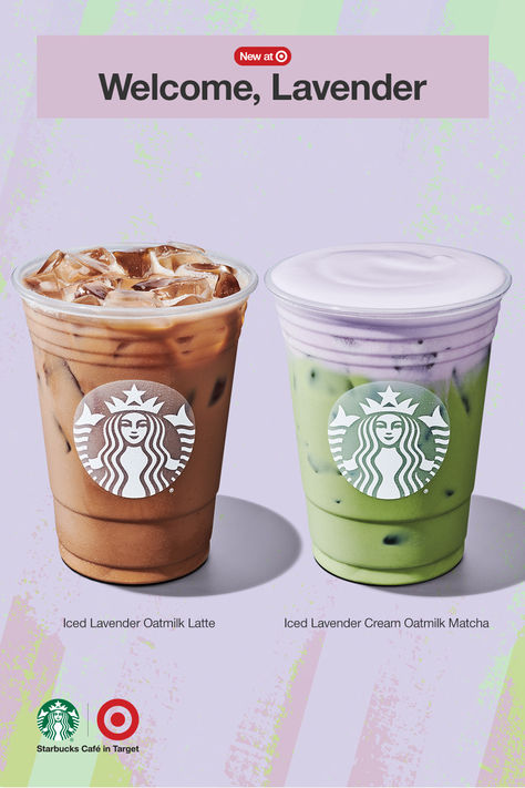 Spring is in full bloom at Starbucks Café & so are two new lavender drinks. If you love espresso, you’re going to love the Iced Lavender Oatmilk Latte. If matcha tea is your thing, the Iced Lavender Cream Oatmilk Matcha has your name on it. Both are a blend of subtle floral notes with a delicious, balanced sweetness. Stop by & try one of these tasty new lavender drinks, at Starbucks Café.​ Iced Lavender Oatmilk Matcha includes dairy. Lavender Matcha Latte Starbucks, Bloom Drink, Starbucks Lavender, Preppy Drinks, Lavender Drinks, Matcha Latte Starbucks, Starbucks Products, Lavender Matcha, Oatmilk Latte