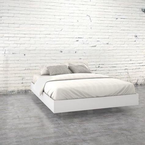 Simple Bed Designs, Queen Size Headboard, Queen Size Platform Bed, Floating Bed, White Headboard, Queen Platform Bed, Queen Mattress Size, Bedroom Sets Queen, Simple Bed