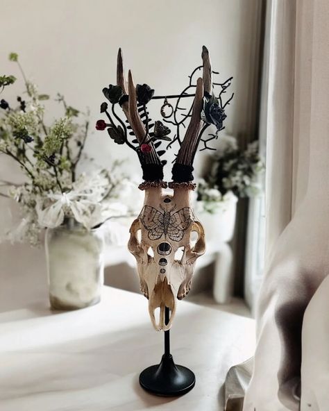 Are you planning a wedding? looking for unusual table centrepieces? I've got you... #alternativewedding #weddingcenterpieces #paganart #skullcollection #natureinspired #mothdrawing Animal Skull Wedding Decor, Bone Wedding Decor, Bones Wedding, Moth Drawing, Wedding Centrepieces, Skull Wedding, Pagan Art, To The Bone, Flower Center