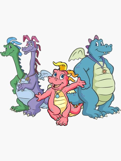 "Dragon Tales Cassie, Zak, Wheezie, Ord" Sticker for Sale by abdoljalil12 | Redbubble 2000s Cartoons, Dragon Tales, 90s Cartoons, Pbs Kids, Color By Number, Tattoo Design Drawings, Gummy Bears, Character Inspo, Cartoon Kids