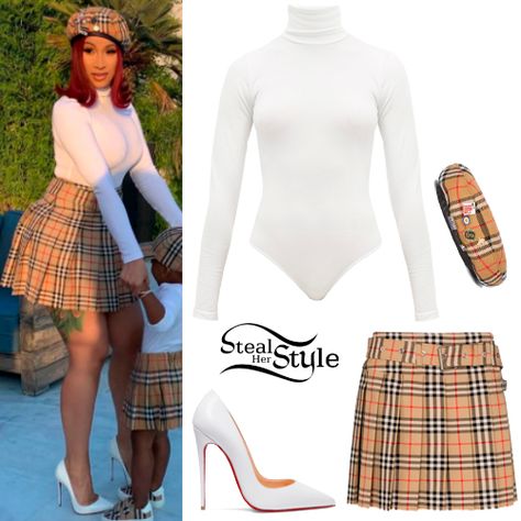 Cardi B Clothes & Outfits | Steal Her Style Cardi B Inspired Outfits, Cardi B Clothes, Cardi B Style, Cardi B Outfits, Burberry Outfits, Rihanna Outfits, Steal Her Style, Burberry Outfit, 2000 Fashion