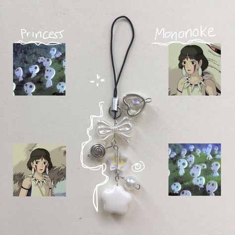 Princess Mononoke Charm Studio Ghibli Collection, Ghibli Collection, Diy Beaded Rings, Scrapbook Quotes, Double Necklace, Princess Mononoke, Phone Charms, Handmade Jewelry Tutorials, Handmade Wire Jewelry