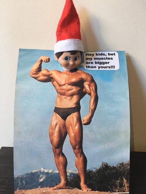 Weight Lifting Elf On The Shelf, Elf On The Shelf Army Men, Football Elf On The Shelf, Wwe Elf On The Shelf, Elf On The Shelf Monster Truck, Xmas Elf, Rocky Balboa, Elf Ideas, On The Shelf