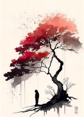 Japanese Watercolor... Japanese Tree Art, Japanese Art Painting, Japanese Ink Painting, Animal Tattoo Ideas, Personaje Fantasy, Japanese Tree, Japanese Watercolor, Chinese Art Painting, Japanese Drawings