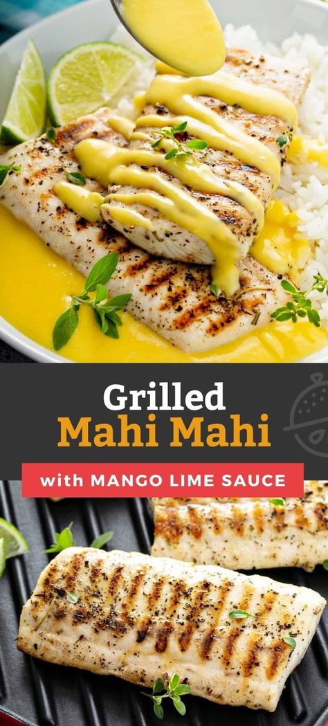 Butter Wine Sauce, Baked Mahi Mahi, Mahi Mahi Recipe, Grilled Mahi Mahi, Mahi Mahi Recipes, Grilled Fish Recipes, Lime Butter, Lime Sauce, Wine Sauce