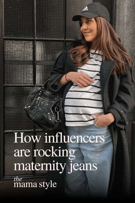 Find out how to find the best maternity jeans for your shape and how to style them like fashion mama @jelenamarinovic. You'll be surprised at how easy it is to look amazing in wide leg or boyfriend jeans, especially from these great brands.  #style #maternityjeans #ootd #pregnancystyle Baggy Jeans Maternity Outfit, Styling Maternity Jeans, How To Style Maternity Jeans, Jeans Pregnancy Outfit, Maternity Outfits Jeans, Pregnancy Jeans Outfits, Jeans Maternity Outfit, Maternity Jeans Outfit, Wide Leg Maternity Jeans