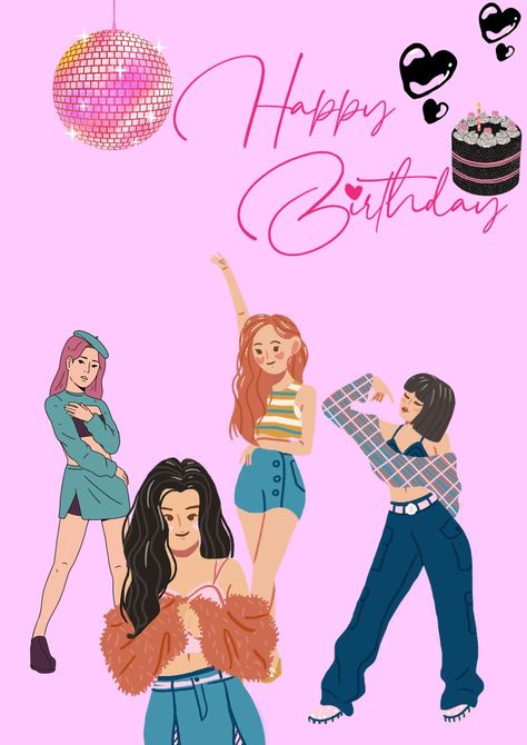 Blackpink Birthday, Birthday Cards, Black Pink, Doodles, Happy Birthday, Collage, Birthday, Pink, Pins