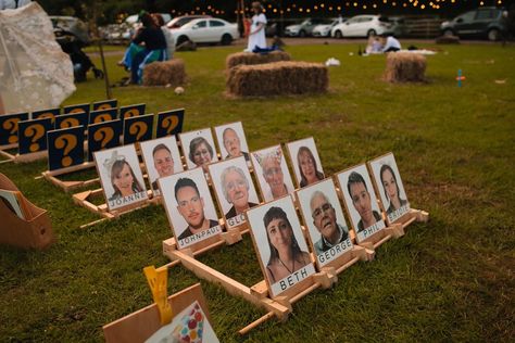 Wedding Guess Who Game, Surprise Wedding Party, Wedding Games Diy, Life Size Guess Who Game, Guess Who Game Diy, Giant Guess Who Game Diy, Guess Who Wedding Game, Instagramable Wedding Ideas, Wedding Photo Ideas For Guests