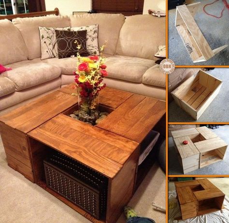 Coffee table Diy Crate Coffee Table, Wood Crate Coffee Table, Crate Coffee Table, Coffee Table Plans, Old Crates, Vintage Coffee Table, Solid Coffee Table, Table Diy, Diy Coffee Table