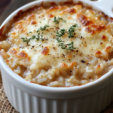 �🍚🧅 Elevate your side dish game with French Onion Soup Rice! Flavorful and easy! 🍲✨ #ComfortFood #DeliciousSides French Onion Soup Rice Ingredients: Long-grain rice (1 cup) French onion soup (1 can, 10.5 oz) Beef broth (1 cup) Butter (1/4 cup) Onion (1, sliced) Parmesan cheese (1/2 cup, grated) Salt (to taste) Black pepper (to taste) Instructions: Preheat oven to 350°F (175°C). In a baking dish, combine rice, French onion soup, beef broth, butter, and onion. Cover and bake for 30 minutes. ... Rice French Onion Soup, Soup Beef Broth, French Onion Soup Rice, Onion Soup Rice, Onion Casserole, Soup Beef, Rice Side Dish Recipes, Soup Rice, Rice Side