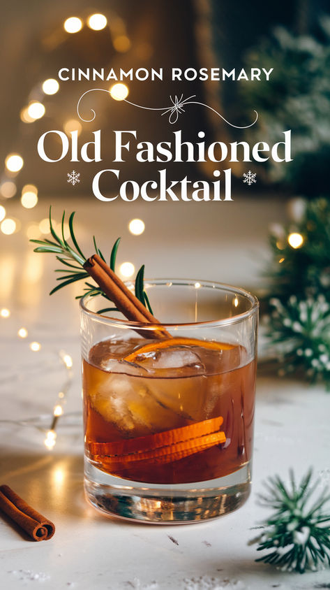 "Discover the perfect blend of flavors with this Cinnamon Rosemary Old  Fashioned Cocktail recipe! This unique twist on a classic cocktail combines  warm cinnamon and aromatic rosemary, making it an ideal choice for fall  drinks. Elevate your mixology skills with this herbal cocktail that brings  a sophisticated touch to your gatherings. Perfect for those who love  classic cocktails with a modern flair, this recipe is a must-try for any cocktail enthusiast. Cheers to delicious mixology recipes!" Rosemary Old Fashioned, Fun Christmas Cocktails, Fun Christmas Drinks, Best Old Fashioned Recipe, Easy Holiday Drinks, Rosemary Cocktail, Mixology Recipes, Spiced Cocktail, Christmas Party Drinks