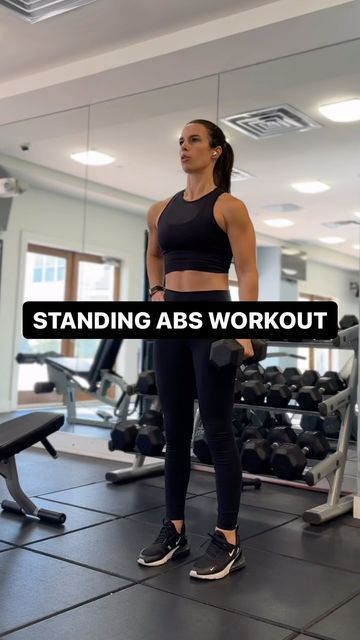 Dumbell Abs, Dumbbell Ab Workout, Abb Workouts, Standing Abs Workout, Standing Workout, Workout Gym Routine, Standing Ab Exercises, Gym Workout Plan For Women, Arm Workout Women