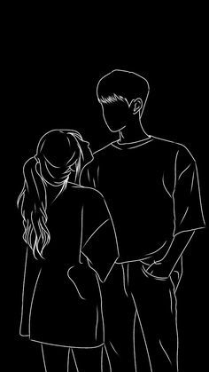 Line Art Couple Aesthetic, Couple Black Wallpaper, Dark Love Wallpaper, Copul Pic Cartoon, Beach Cartoon, Digital Painting Photoshop, Aesthetic Profile Picture Cartoon Soft, Line Art Images, Love Couple Wallpaper