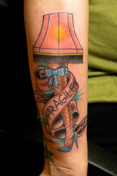 A Christmas Story Tattoo, Christmas Story Tattoo, Leg Lamp Tattoo, Tumblr Lamp, Three Kings Tattoo, Kings Tattoo, Christmas Story Leg Lamp, Lamp Tattoo, Americana Tattoo