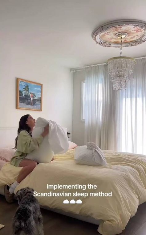 Scandinavian Sleep Method, Duvet Hack, Scandi Style Bedroom, Yellow Duvet, Tiktok Influencer, Ways To Sleep, Saving A Marriage, Divorce Lawyers, White Sheets