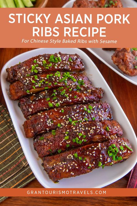 Sticky Ribs Recipe Ovens, Asian Pork Ribs Recipe, Japanese Ribs, Chinese Sticky Ribs Recipe, Finger Ribs Recipe, Chinese Pork Ribs Recipe, Asian Baby Back Ribs, Sticky Asian Pork, Asian Pork Ribs