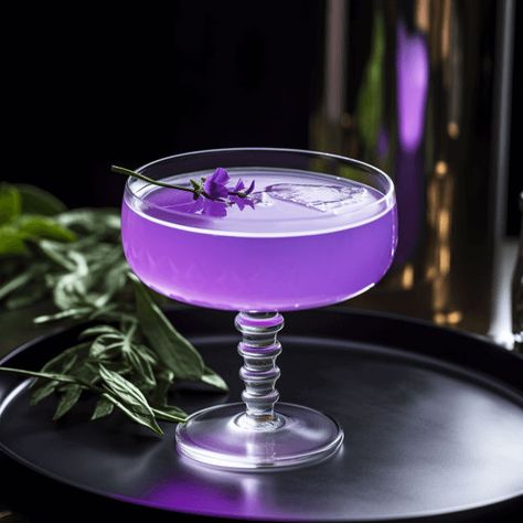 The Moonlight Cocktail has a refreshing, slightly sweet and sour taste. The gin provides a strong, herbal undertone, while the Creme de Violette and lemon juice add a floral, citrusy note. The cocktail is balanced, smooth, and has a lingering floral finish. Purple Gin Cocktail Recipes, Creme De Cassis Cocktail Recipes, Creme De Violette Drinks, Blue Moon Drinks, Bartender Ideas, Drink Essentials, Moon Cocktail, Gin Gimlet, Floral Drink