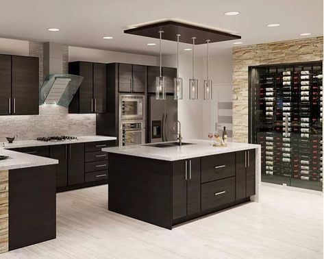 European Kitchen Design, Dark Wood Kitchen Cabinets, European Kitchen Cabinets, Brown Kitchen Cabinets, Dark Wood Kitchens, European Kitchens, Online Kitchen Cabinets, Brown Cabinets, Kitchen Ideas Dark Cabinets