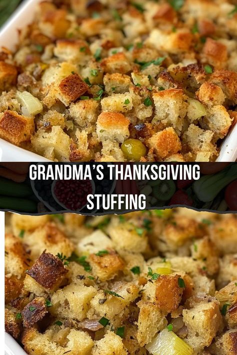 Create the ultimate stuffing with this tried-and-true recipe. Grandma’s Thanksgiving Stuffing is easy, hearty, and guaranteed to bring back holiday memories. Food Network Stuffing Thanksgiving, Stuffing Recipes With Mushrooms, Stuffing With Pine Nuts Recipe, Best Homemade Stuffing Thanksgiving, Stuffing Recipes Mushroom, Joanna Gaines Stuffing Recipe, Savory Stuffing Recipes For Thanksgiving, The Best Stuffing Recipe Ever, Stuffing Recipes In The Turkey