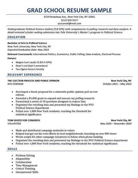 How to Write a Grad School Resume (With Examples & Template) Resume For Graduate School Application, Grad School Resume, Grad School Application Tips, Applying To Grad School, Grad School Tips, Grad School Application, Graduate School Prep, School App, School Resume