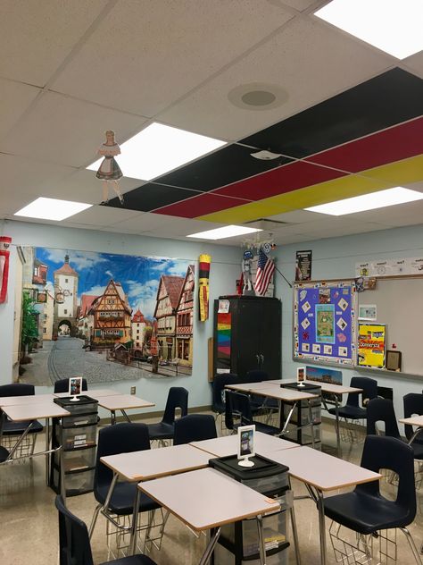 Christmas In Germany Classroom Door, German Classroom Decorations, German Flag, Ceiling Tiles, Classroom Management, Bulletin Boards, Classroom Decor, Standing Desk, Conference Room