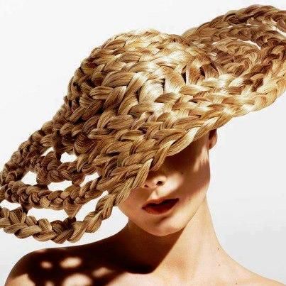 braid hat...WOW!!! is this really all her hair? or a hat made of real hair?? So cool that's it's scary Avant Garde Hair, Blonde Wavy Hair, Waterfall Braid, Braid Tutorial, Hair Shows, Creative Hairstyles, Artistic Hair, Crazy Hair, Clip In Hair Extensions