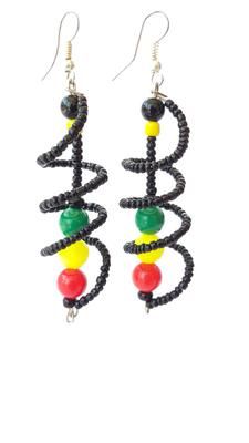 Beaded Spiral Rasta Earrings: Irie Finds is a Jamaican owned and operated online gift and souvenir store.  We specialize in 100% Jamaican art and collectibles, gifts, souvenirs and Jamaican Art, Rasta Earrings, Rasta Clothes, Afrocentric Jewelry, Diy Wire Earrings, Souvenir Store, Diy Beaded Rings, Jewellery Craft, Beaded Earrings Diy